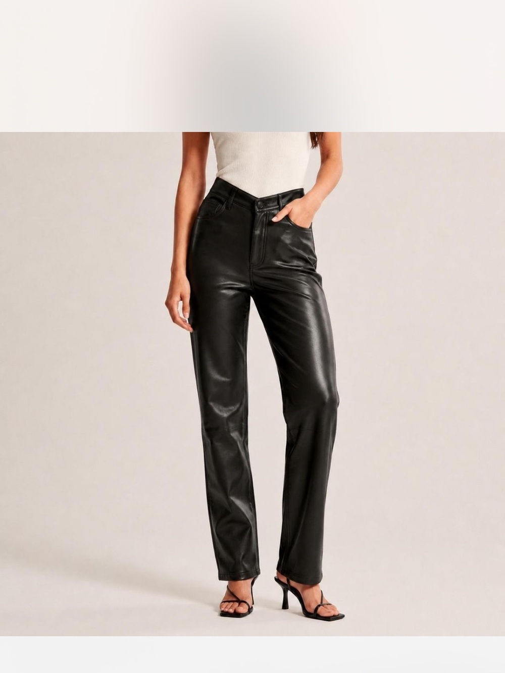 Abercrombie & Fitch Black Faux Leather Straight Leg Pants